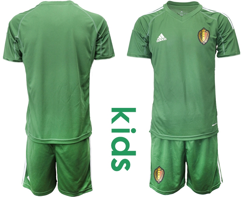 Youth 2021 European Cup Belgium green goalkeeper Soccer Jersey1->belgium jersey->Soccer Country Jersey
